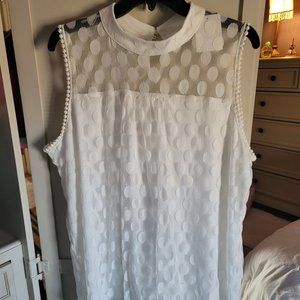 Eve & Maddie, 1X, White Lace Overlay, Top